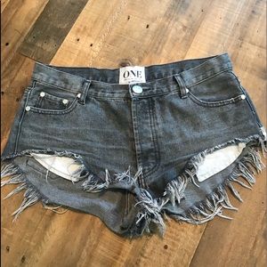 ONE TEASPOON Rollers Black Denim Shorts 29